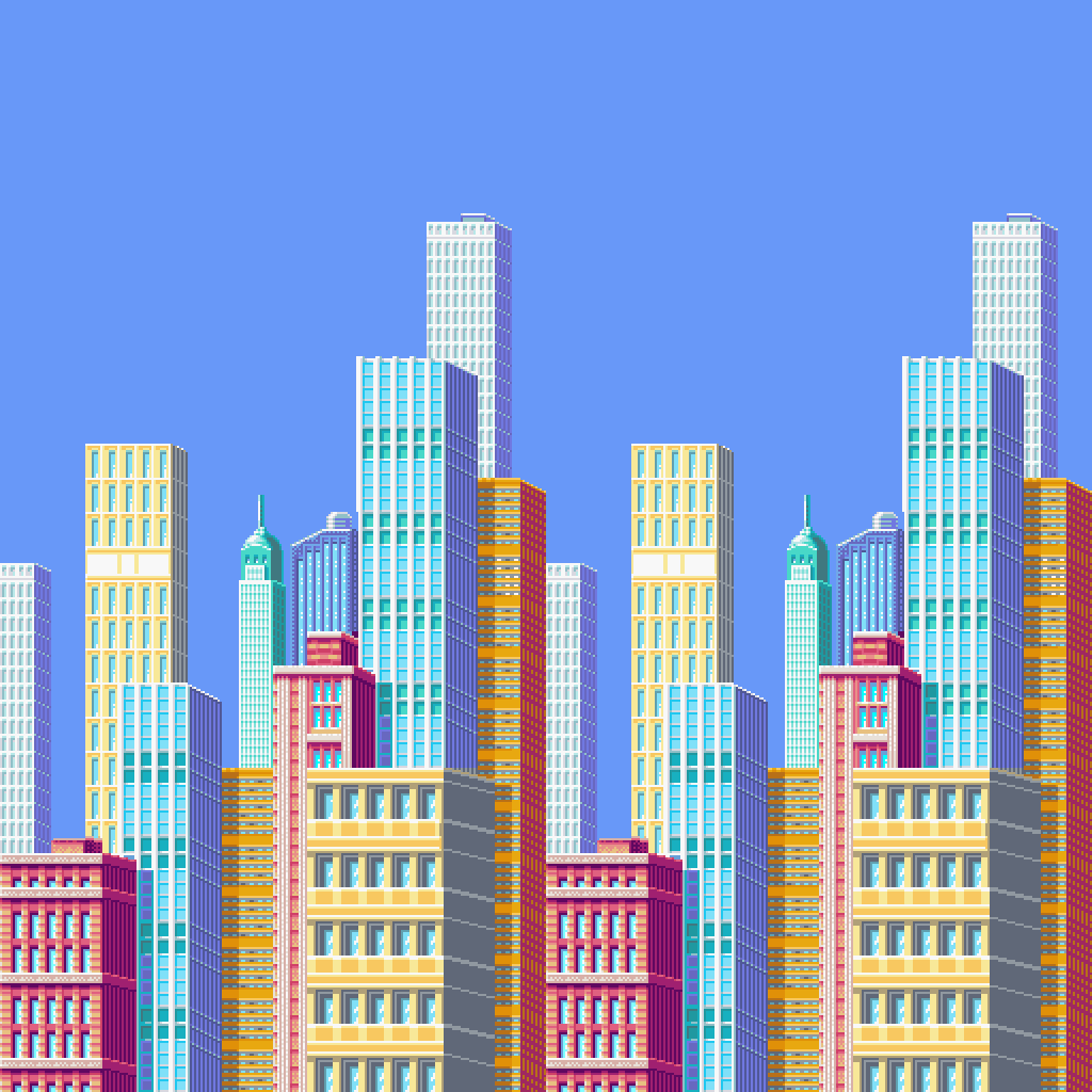 16Bit Cityscape And Lake Wallpapers.