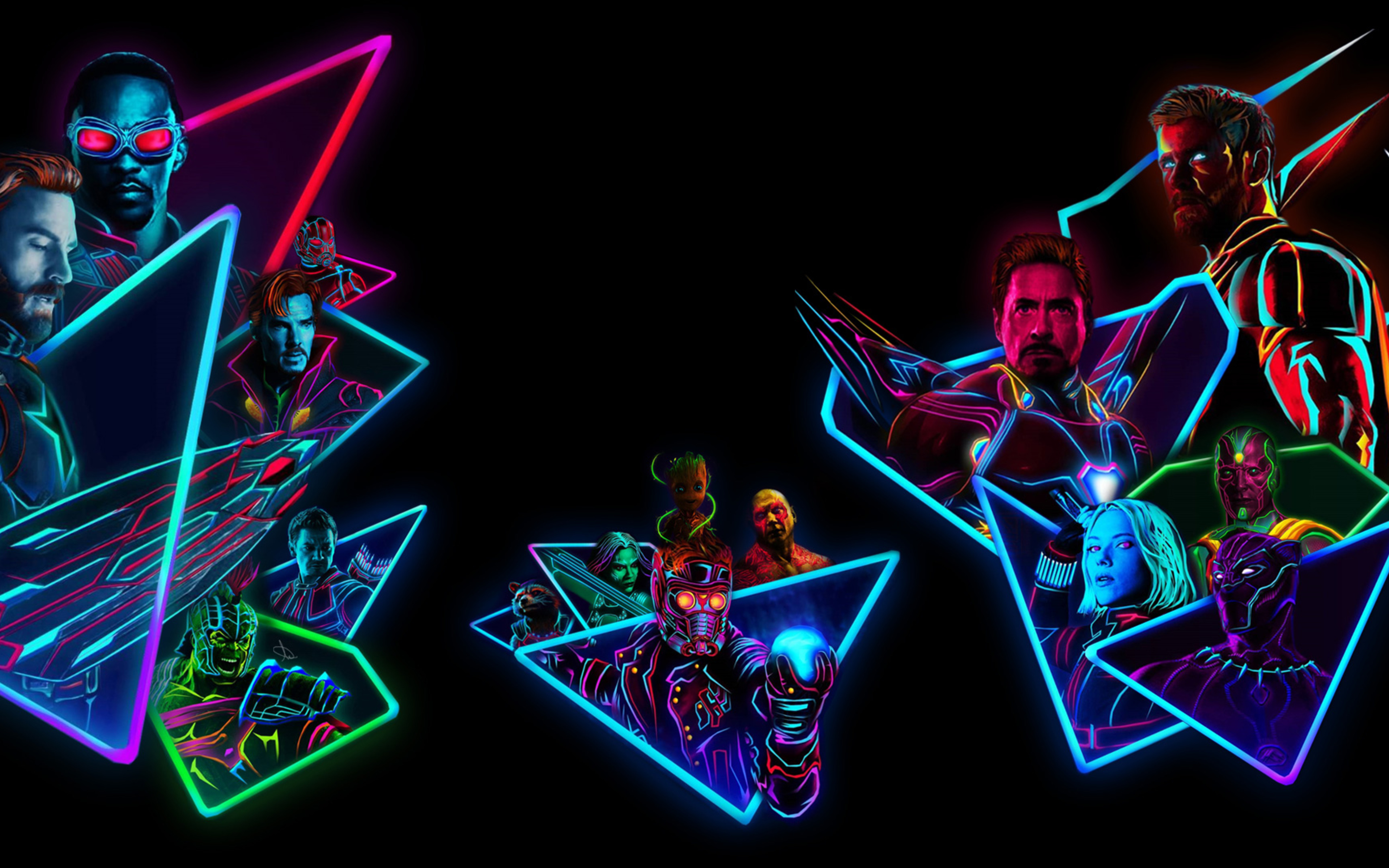 Avengers Infinity War 80S Neon Style Art Wallpapers.