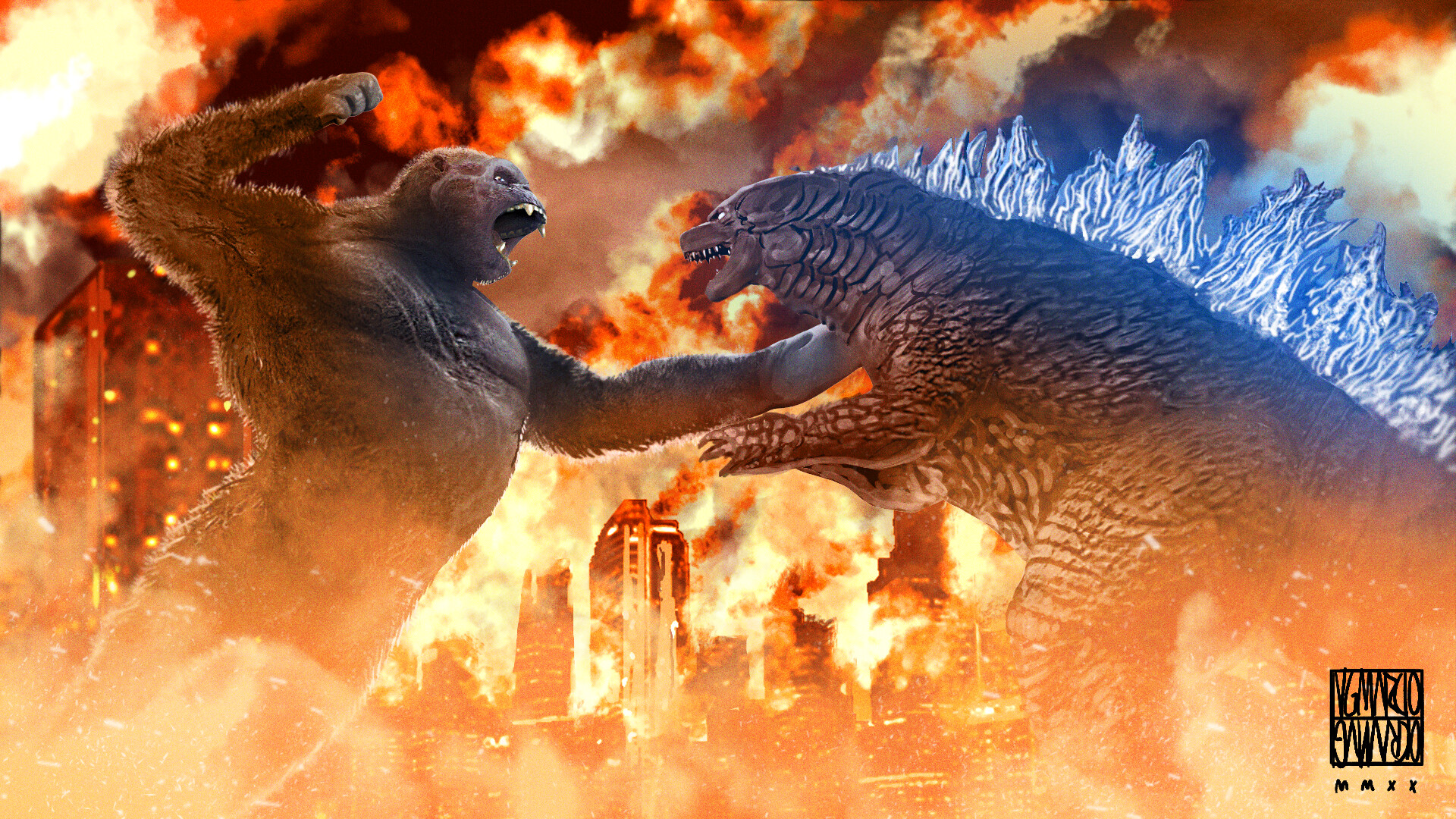 Godzilla Vs Kong King Characters Fan Poster Wallpapers.
