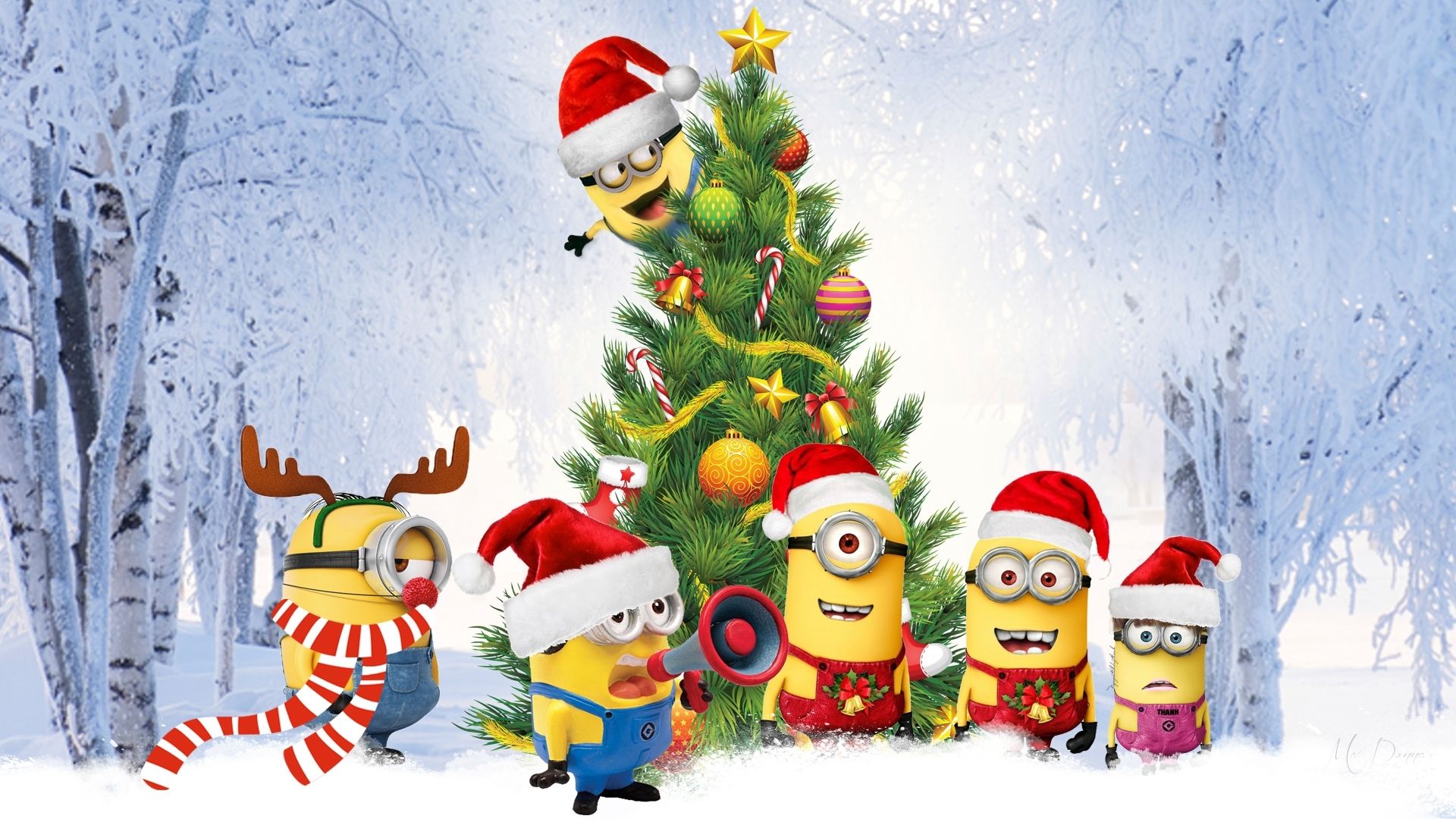 Minions Christmas Tree - Desktop Nexus Wallpapers Minion christmas, Merry c...