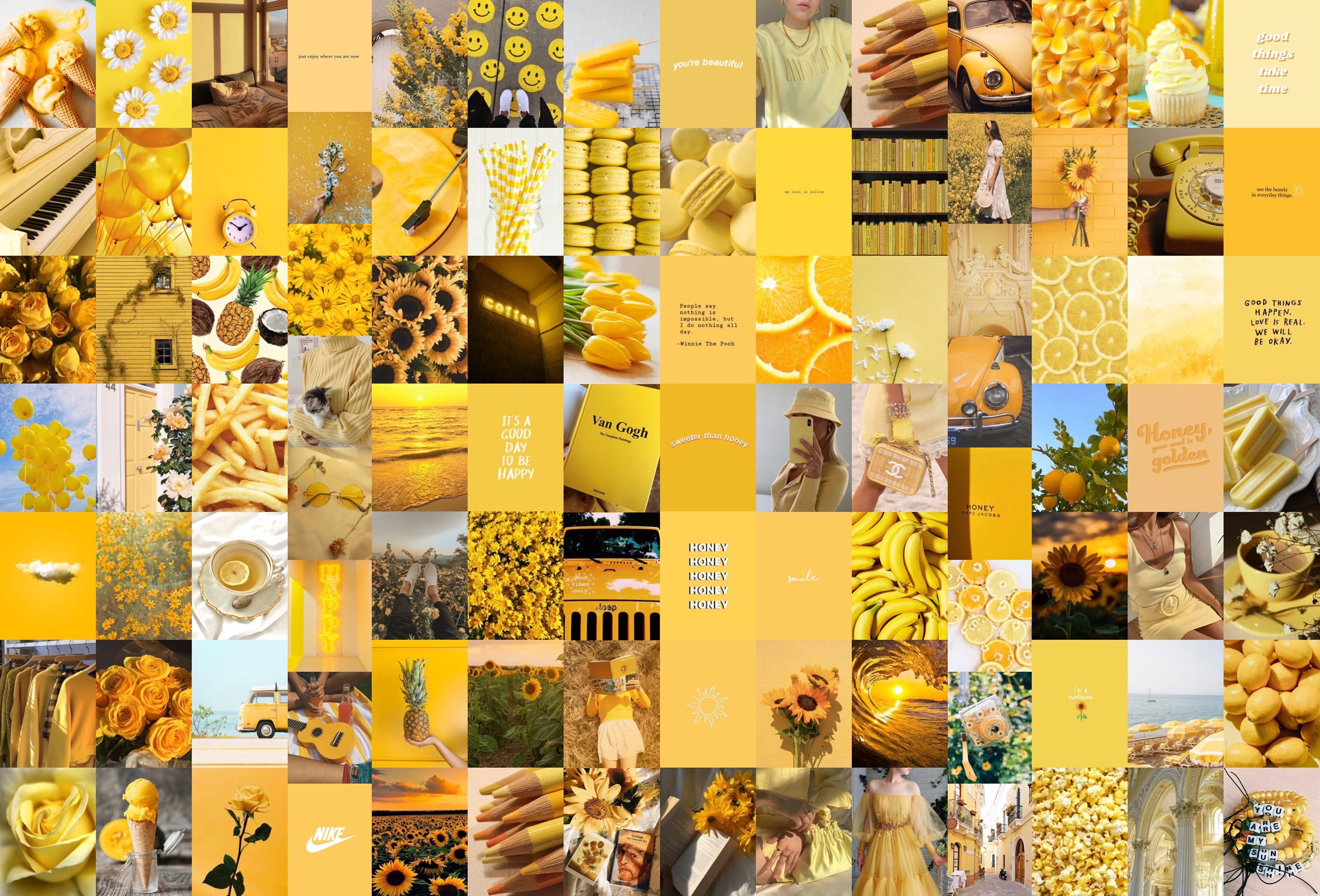 Yellow Aesthetic Photo Collage Wallpapers.